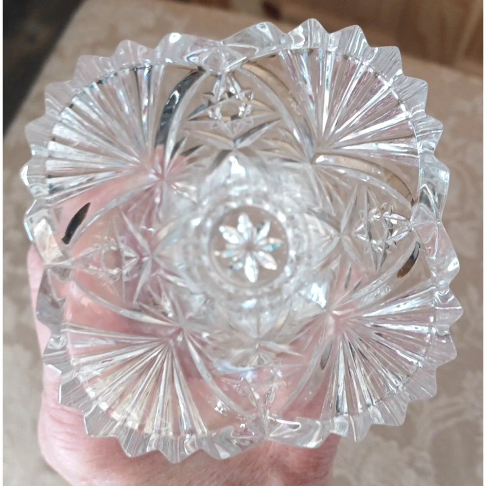 VTG JG Durand Lead Crystal Clear Glass Vase 6 1/2x 4 Vincennes